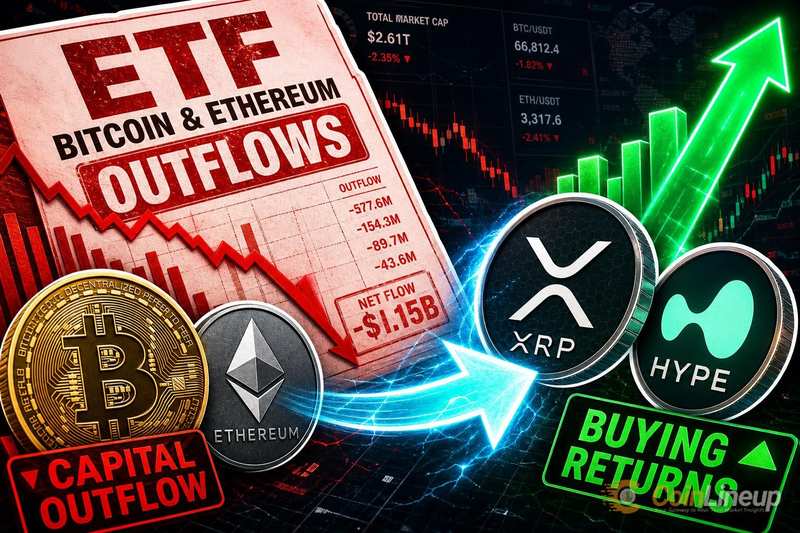 Bitcoin and Ethereum ETFs See Outflows as XRP and HYPE Buying Returns