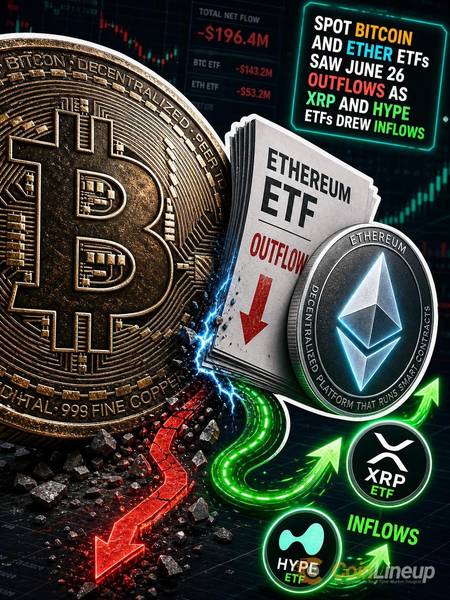 Spot Bitcoin and Ether ETFs Saw June 26 Outflows as XRP and HYPE ETFs Drew Inflows