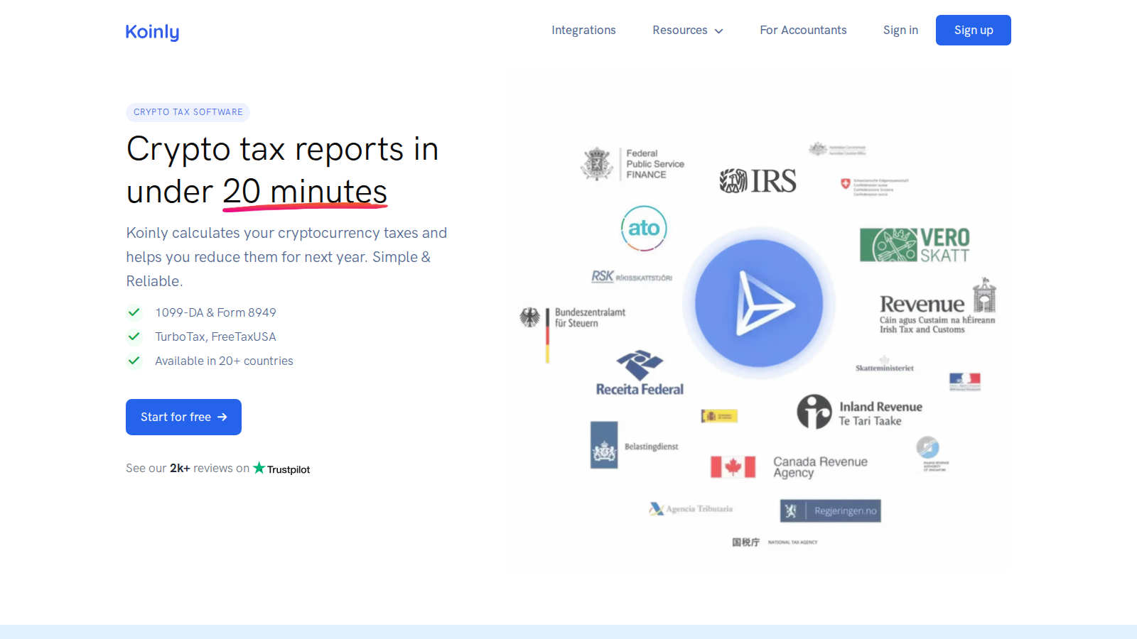 Koinly dashboard interface showing crypto portfolio tracking, tax liabilities, and exchange import options