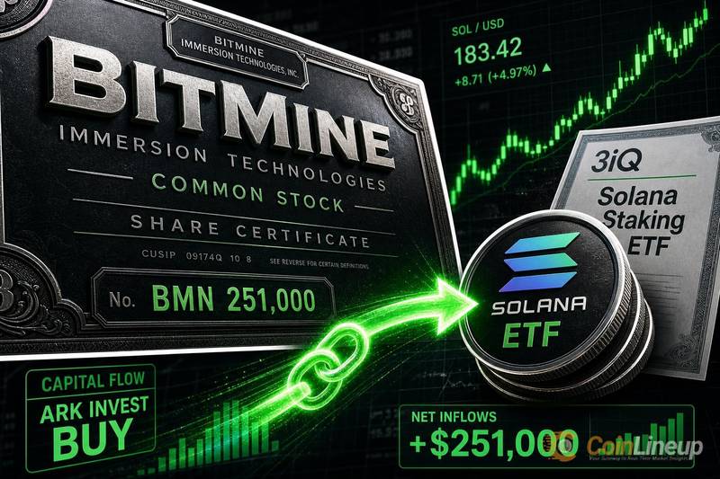 ARK Invest ۲۵۱ هزار دلار سهام BitMine و ۳iQ Solana Staking ETF خرید