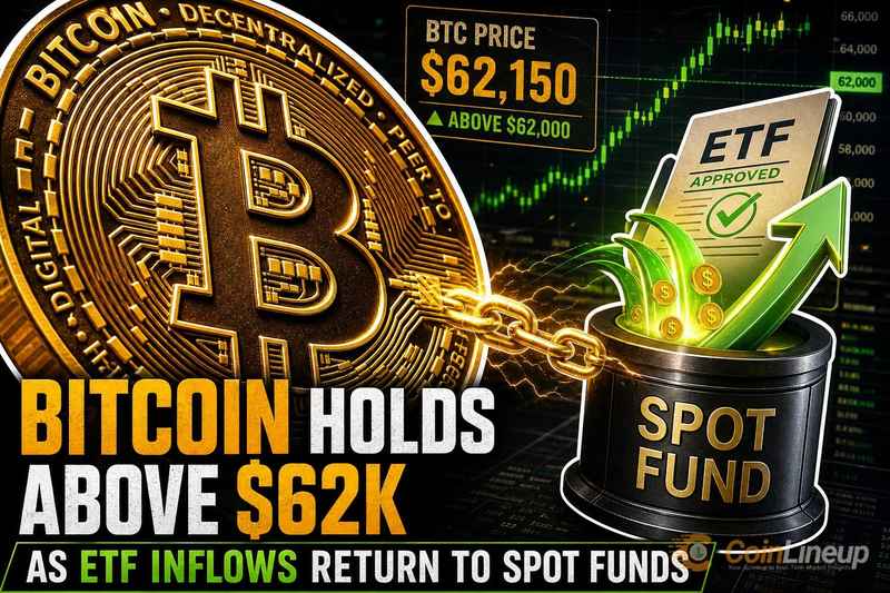 Bitcoin Holds Above $62K as ETF Inflows Return to Spot Funds