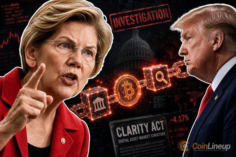 Elizabeth Warren calls for Trump crypto probe ahead of CLARITY Act push