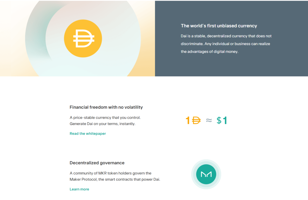a capture from MakerDAO official Website