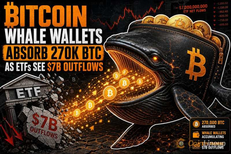 Bitcoin Whale Wallets Absorb 270K BTC as ETFs See $7B Outflows