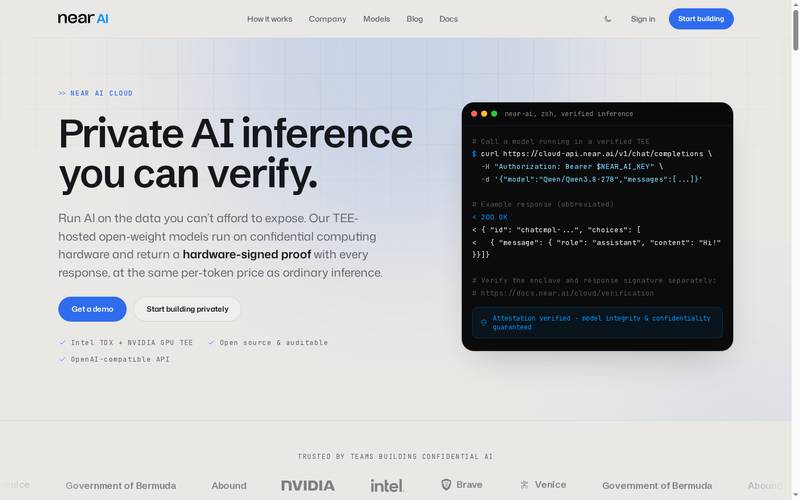 NEAR AI, Private Inference with TEE